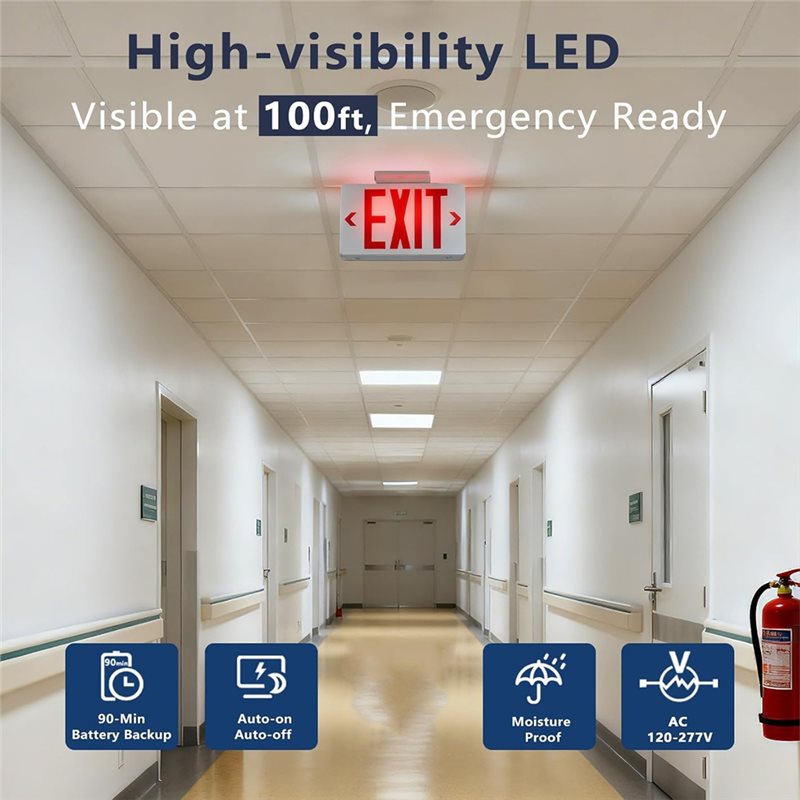 【A10R】비상등이 있는 빨간색 출구 표시등, LED  - Emergency Exit Sign 리뷰 및 가격